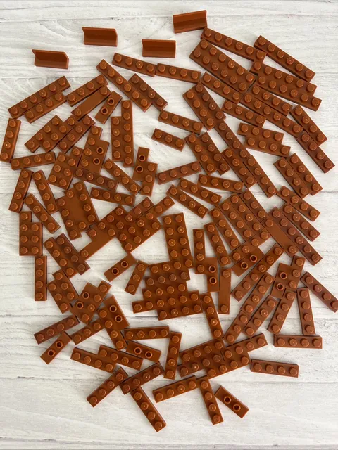 LEGO LOT DARK ORANGE 130 PCS 1X6 1X4 1X3 PLATE VARIETY BUILDING PIECE