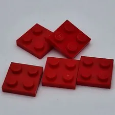 Lego - 5 Basic Red Plate 2 x 2 3022