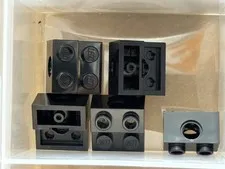 LEGO Parts - Black Technic, Brick 1 x 2 Hole 1 x 2 Plate - No 73109 - QTY 5