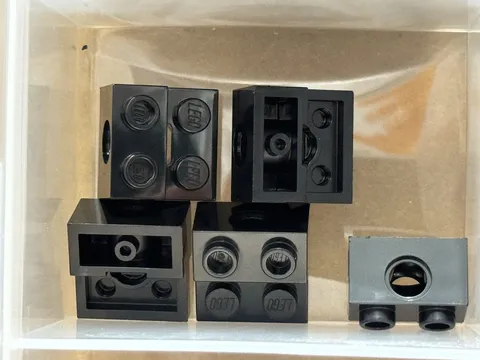 LEGO Parts - Black Technic, Brick 1 x 2 Hole 1 x 2 Plate - No 73109 - QTY 5