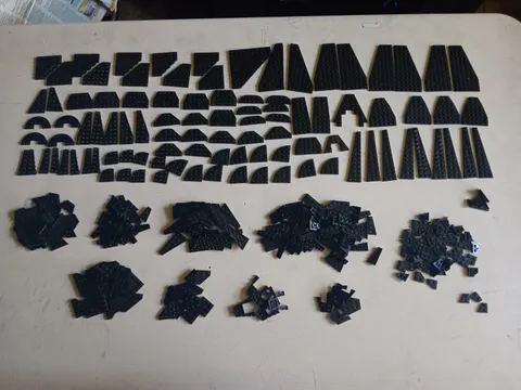 LEGO BULK LOT 350 BLACK WEDGE WING PLATES 12X6 6X3 4X2 3X2 4X4 2X2 8X3 3X3 12X3