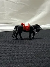 Lego Minifigure HORSE & RED SADDLE Friends Style - Black, White Blaze