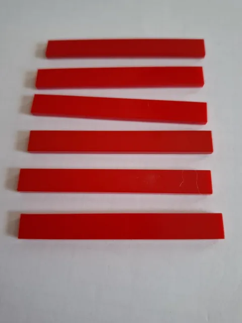 No 361. 6x Lego Tile 1x8.  4162 Red