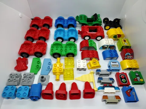 LEGO DUPLO 47pc Big Lot Cars Car Bases Vehicles Gas Station parts