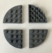 Lego 4x New Pieces Plate 4x4 Round Corner 1/4 Circle DARK BLUISH GREY #30565