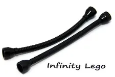 2 LEGO Technic Black Flexible Hose 8.5 with Fixed Stud Ends (64230 - 2 Pieces