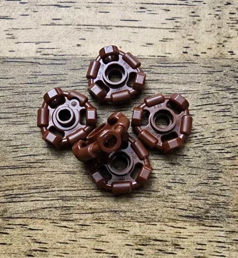 LEGO Reddish Brown Minifigure, Weapon Holder Ring, 3 Bars, 3 Bar Holes. QTY 5. 