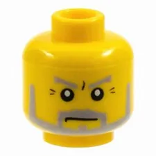 LEGO Minifigure, Head Beard Gray with Gray Eyebrows, Sideburns and Crow's Feet