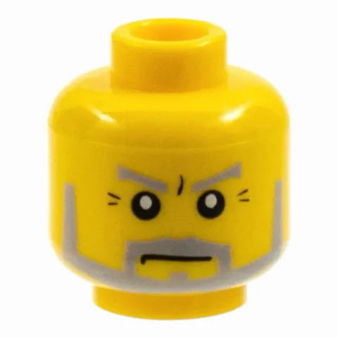 LEGO Minifigure, Head Beard Gray with Gray Eyebrows, Sideburns and Crow's Feet