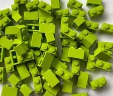 50x Lego Classic 1 x 2 Building Blocks - Green