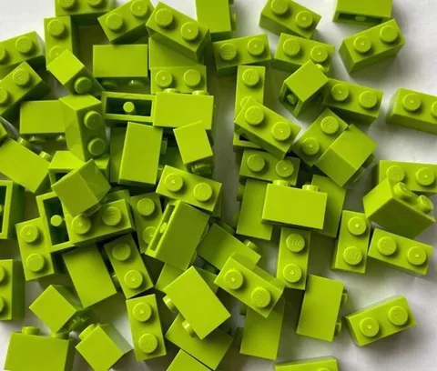 50x Lego Classic 1 x 2 Building Blocks - Green