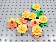 LEGO Lot of 10 Daisy Sunflower Flowers Plants Minifig Coral Bright Green BT