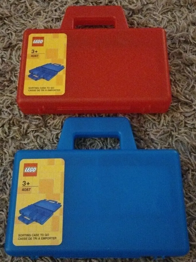Lot Of 2 NEW LEGO Sorting Case to Go Red & Blue Brick Storage Cases 4087 Pattern