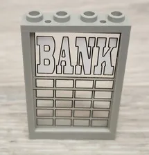 Lego 2494pb01 Glass for Window 1 x 4 x 5 White BANK Pattern & Gray 2493 Window