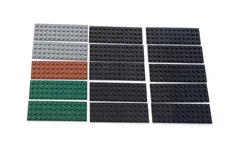 LEGO Part 3029 4X12 Mixed Plate - Black, Dark Green, Gray, Brown Lot of 15
