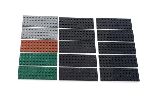 LEGO Part 3029 4X12 Mixed Plate - Black, Dark Green, Gray, Brown Lot of 15