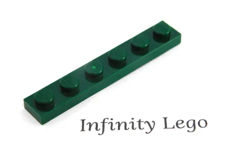 12 LEGO Dark Green Plate 1 x 6 (3666) - (12 Pieces)