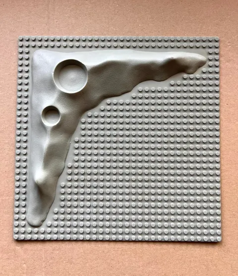 Vintage 1980s LEGO Base Plate – Lunar Space Crater Moon Raised, Old Gray 32x32