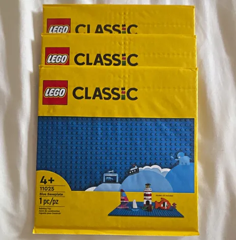 LEGO Classic 11025 Blue Baseplate Blue Plastic 1-Piece Polybag Bulk Lot ( all 3