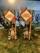 2x Minis French Napoleonic Infantry 2. & 8. Regiment +2 Flags Lego Flagpoles