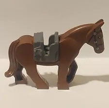 LEGO Horse with Saddle Animal Figure, Brown/Gray, Printed Gray Saddle