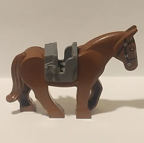 LEGO Horse with Saddle Animal Figure, Brown/Gray, Printed Gray Saddle