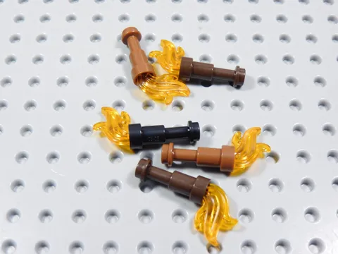 LEGO Lot of 5 Torch Accessory Minifig Dark Brown Black Reddish Brown BQ