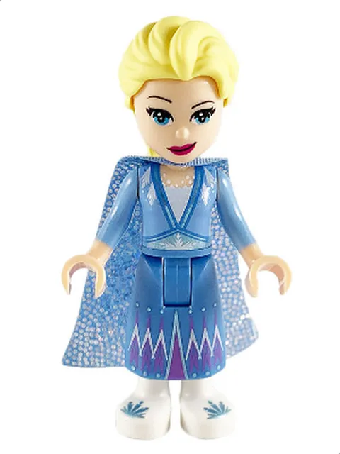 Elsa - Glitter Cape with Two Tails, Medium Blue Skirt with White Sho - Used LEGO