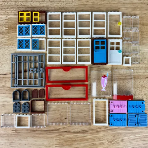 LEGO Bulk Lot Jail Doors Glass Windows Panes Shutters Mixed Multicolor Pieces