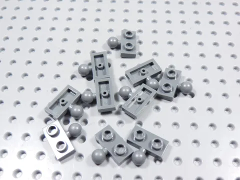 LEGO Lot of 10 Dark Bluish Gray 1x2 Modified Plates w/ Towball on Side BE