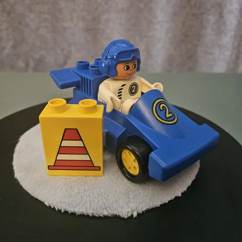 Vintage LEGO Duplo #2607 PreSchool Racer w/ Cone Block