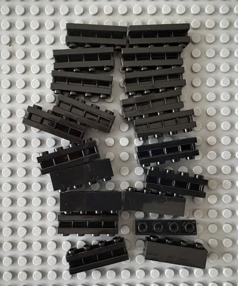 LEGO 20 pieces Black Brick, Modified 1 x 4 with Channel FREE SHIPPING