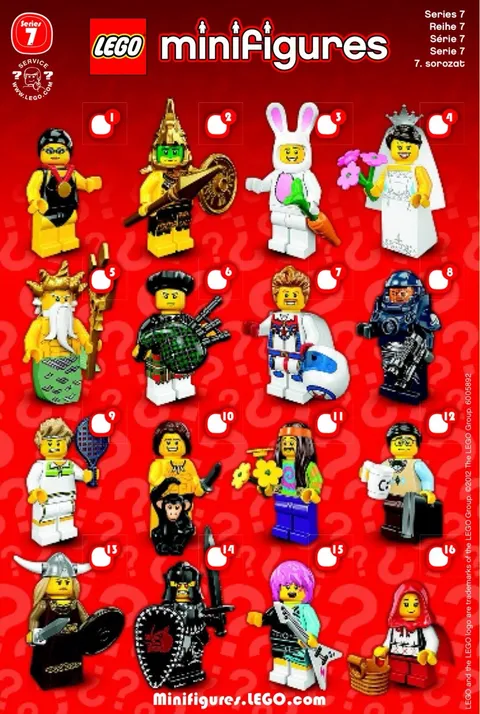 LEGO Minifigures Series 7 Complete Set Of 16 Minifigures 8831