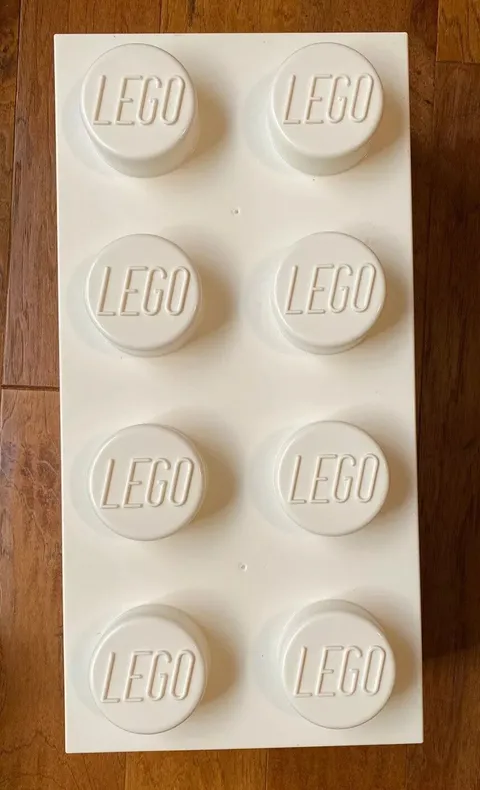 Lego Storage Brick White 8 Knobs Stackable Toy Storage 19.5x9.75x5.75 Inches