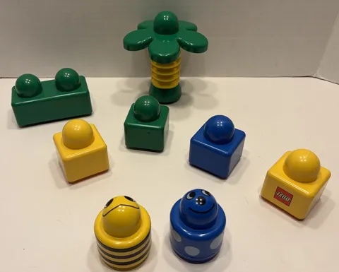 Lego Duplo Primo Blocks Lot Rattle Bee & Rattle Bug Squeaky Palm Tree Bricks 8Pc