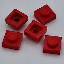Lego - 5 Basic Red 1 x 1 Stud Plates 3024