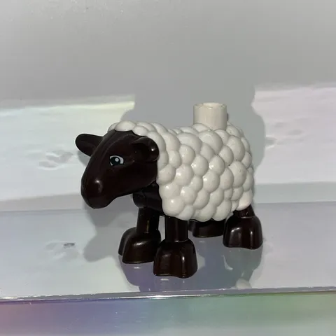 LEGO Duplo White Sheep Figure With Dark Brown Legs and Head Pre-Owned Farm Zoo