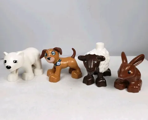 Lego Duplo Lot Of 4 Animal Figures Polar Bear, Sheep, Dog & Bunny