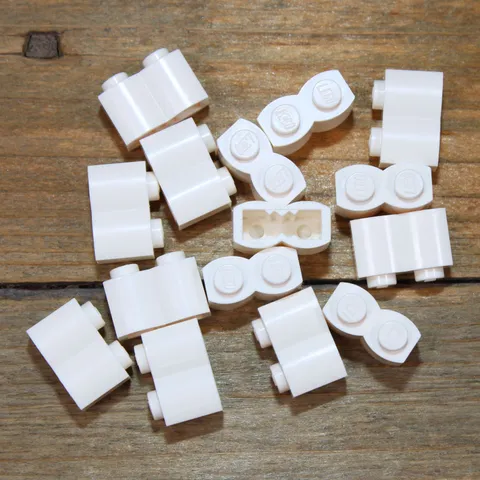 LEGO White Brick Modified 1x2 with Log Profile Part No. 30136 Qty 15