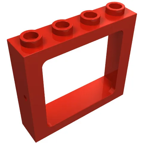 LEGO Part 4033 - Red Window 1 x 4 x 3 Train with All Studs Hollow