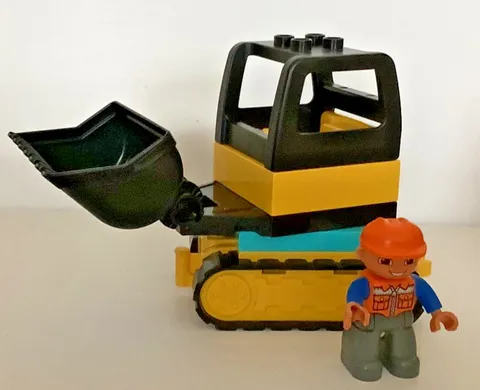 Lego duplo bulldozer/front loader with construction worker