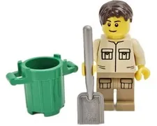 Lego Garbage Man Minifigure MOC Cleaner Custodian Sanitation Maintenance Worker 
