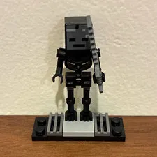 LEGO Minecraft Steve Minifigure w/ Torch & Shield + Wither Skeleton w/ Sword