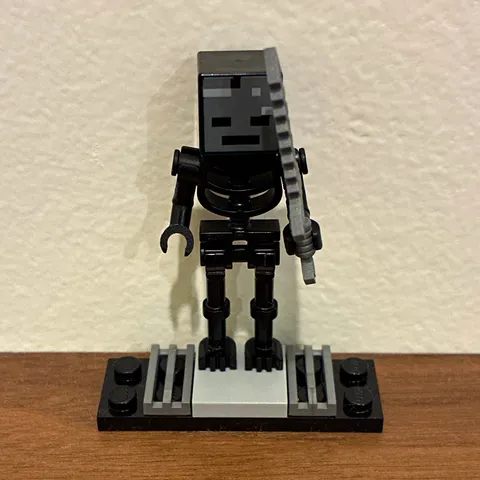 LEGO Minecraft Steve Minifigure w/ Torch & Shield + Wither Skeleton w/ Sword