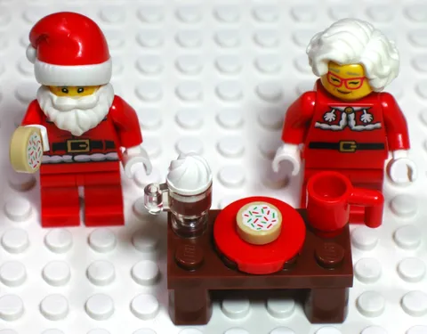 LEGO® Christmas Holiday Santa & Mrs. Claus with Snack Table Minifigure Scene #2