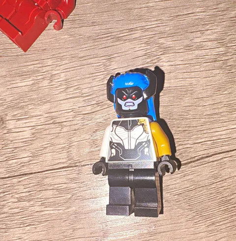 LEGO Minifigure Figure w/ Blue Hair, White Torso, Black Legs, Gold Arm, Plastic