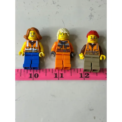 Lego City Construction Worker Minifigure Lot 3 Figures Orange Vests Hard Hat