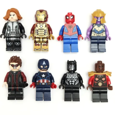 LEGO Marvel Avengers Minifigure Lot 8 Iron Man Thanos Black Panther Spider-Man