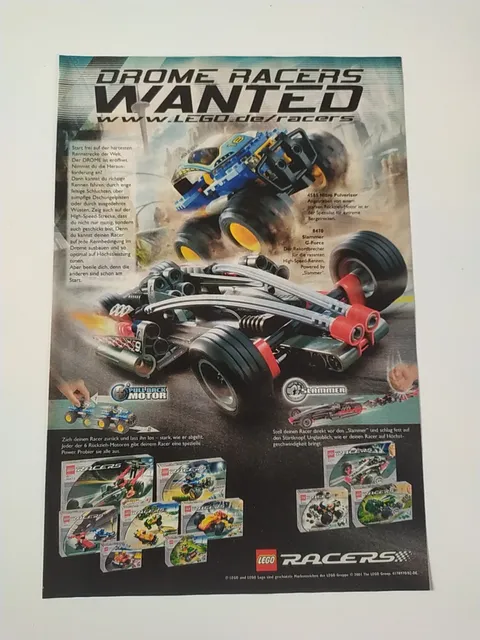 Rare Advertising Flyer Advertising Sheet LEGO Racers 8470 4585 2001