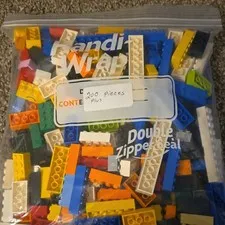 LEGO Bulk Lot 200+ Mixed Multicolor Plastic Bricks & Pieces in Bag